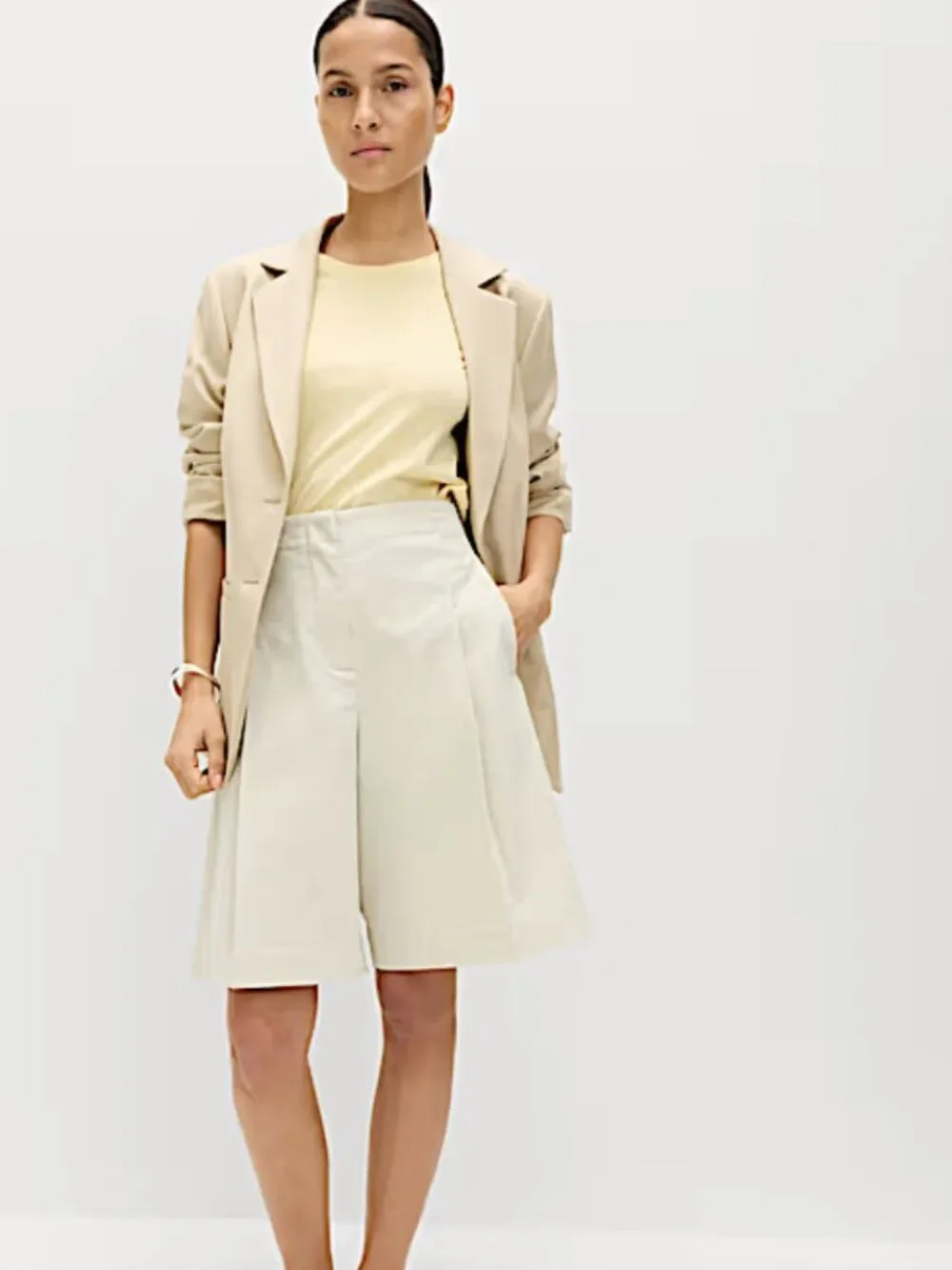 Marks & Spencer Cotton Rich High Waisted Pleat Front Bermuda Shorts - SZ 10- NWT